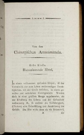 Erste Klasse. Blutausleerende Mittel.