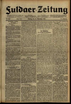 Erste Ausgabe vom Montag, den 18. November 1912.