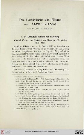 2.Ser. 21.1906: Die Landvögte des Elsass von 1273-1308