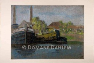 Pastell "Ziegelkähne vor der Ziegelei Glindow"