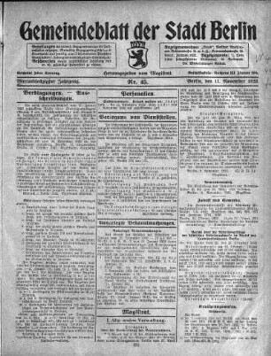 1923,45: Nr. 45, 11. November 1923