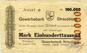 Gewerbebank Strausberg: 100.000 Mark 1923