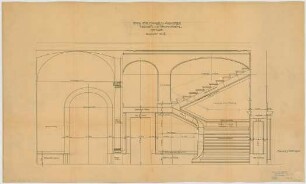 Thiersch, Friedrich von; München; Haus für Handel und Gewerbe - Vestibül mit Haupttreppe (Schnitt)
