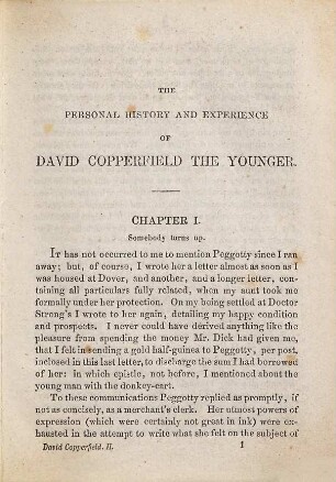 The personal history, adventures, experience, and observation of David Copperfield the younger of Blunderstone Rookery : (which he never meant to be published on any account.) ; in three volumes, 2