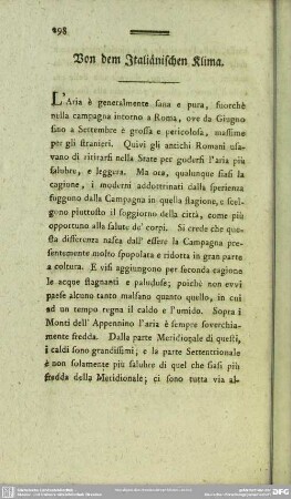 Von dem Italiänischen Klima
