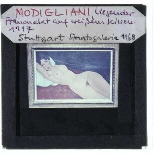 Modigliani, Liegender Frauenakt auf weißem Kissen