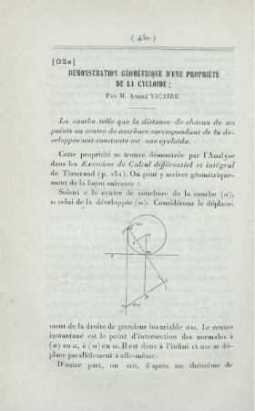 Démonstration géométrique d'une propriété de la cycloide.