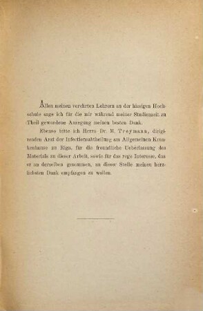 Ueber Febris recurrens : Nach Beobachtungen in der Epidemie 1883/84 im Allgemeinen Krankenhause zu Riga. Inaug. Diss.