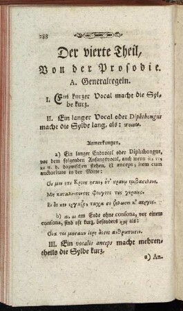 Der vierte Theil, Von der Prosodie.