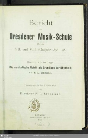 7/8.1896/98: Bericht der Dresdener Musik-Schule : über das ... Schuljahr ...