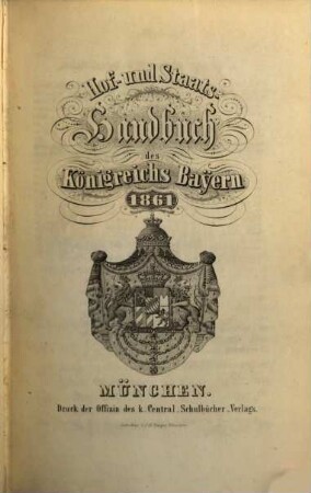 Hof- und Staatshandbuch des Königreichs Bayern. 1861