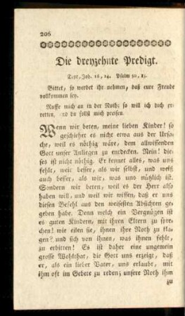Die dreyzehnte Predigt