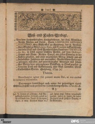 Buß- und Fasten-Predigt