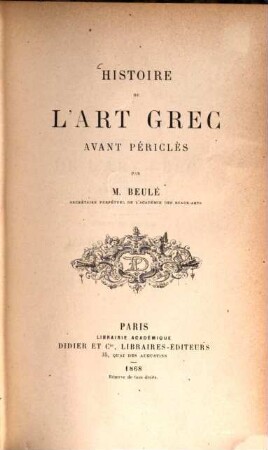 Histoire de l'art grec avant Périclès