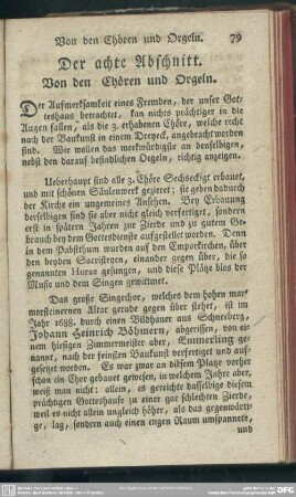 Der achte Abschnitt. Von den Chören und Orgeln