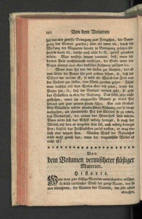 Von dem Volumen vermischter flüßiger Materien. Historie.