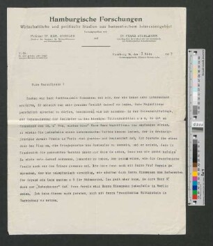 Brief an Werner von Melle