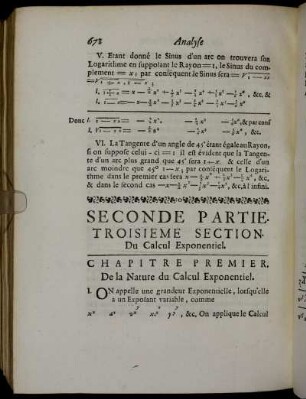 Troisième Section. Du Calcul Exponentiel.