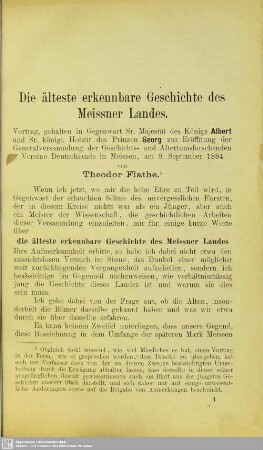 Die älteste erkennbare Geschichte des Meißner Landes
