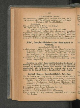 "Elbe", Dampfschiffahrts-Actien-Gesellschaft in Hamburg.
