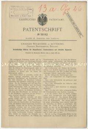 Patentschrift über sechskantige Röhren für Dampfkessel, Kondensatoren und ähnliche Apparate, Patent-Nr. 38162