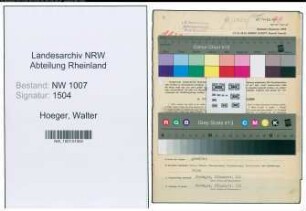 Entnazifizierung Walter Hoeger , geb. 15.09.1892 (Kaufm.Angestellter)