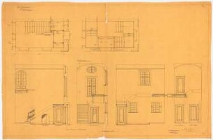 Villa Ostermann, Darmstadt Projekt II: Haupttreppe: Grundriss und Schnitte, 1:25