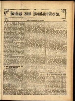 Zweite Ausgabe vom Sonntag, den 29. November 1908.