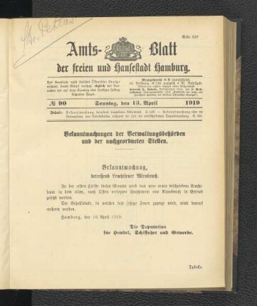 No.90, Sonntag, den 13. April 1919