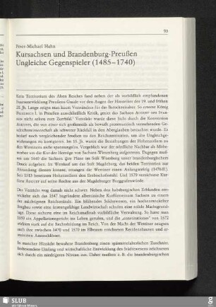Kursachsen und Brandenburg-Preußen Ungleiche Gegenspieler (1485-1740)