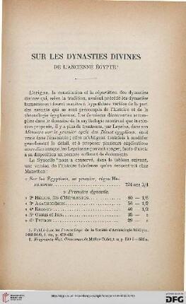 Sur les dynsties divines de l'ancienne Égypte