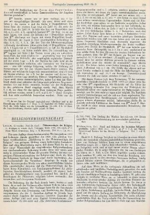 184-185 [Rezension] Widengren, Geo, Stand und Aufgaben der iranischen Religionsgeschichte