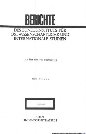 Die ČSSR nach der Intervention