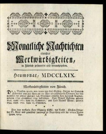 Heumonat, MDCCLXIX