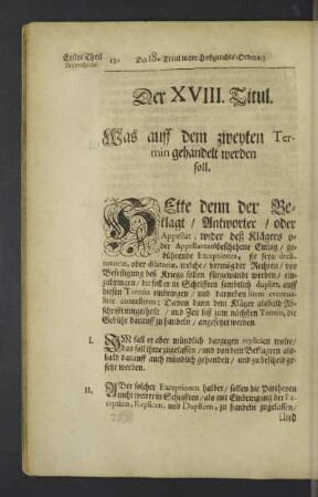 Der XVIII. Titul.