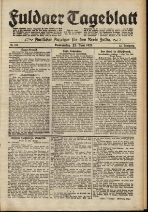 Ausgabe vom Donnerstag, den 23. Juni 1921.