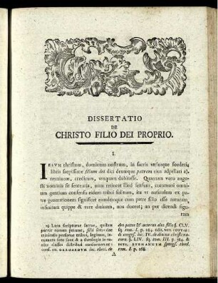 Dissertatio De Christo Filio Dei Proprio