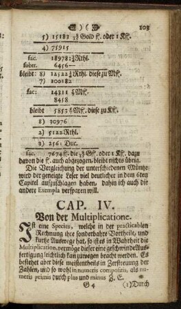 Cap. IV. Von der Multiplicatione