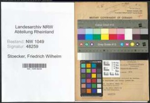 Entnazifizierung Friedrich Wilhelm Stoecker , geb. 12.02.1888 (Steuerberater)