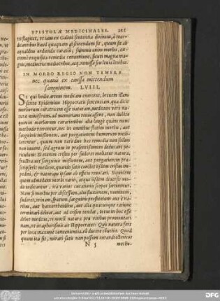 In Morbo Regio Non Temere nec quavis ex caussa mittendum sanguinem. LVIII.
