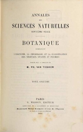 Annales des sciences naturelles. Botanique. 11. 1890