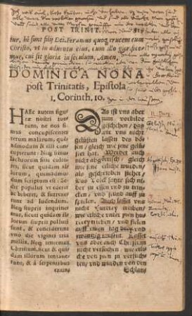 Dominica Nona post Trinitatis ...