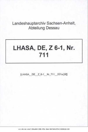 Visitationsartikel von Weida, Köthen-Bernburg, Sandersleben, Freckleben, Radegast u.a. allgem.