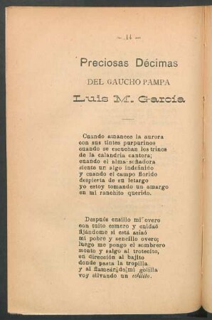 Preciosas décimas del gaucho pampa Luis M. García