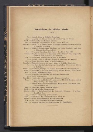 Verzeichniss der citirten Werke