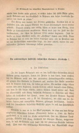 VII. Die anderweitigen hussitisch-böhmischen Colonien Freidrichs I.