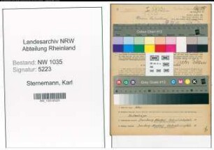 Entnazifizierung Karl Sternemann , geb. 22.02.1911 (Angestellter)