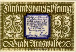 Arnswalde, Stadt: 25 Pfennig 1921