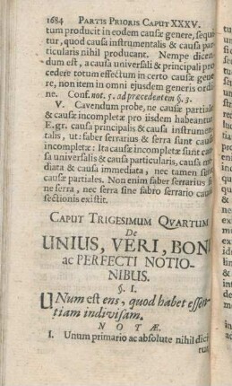 Caput Trigesimum Qvartum De Unius, Veri, Boni ac Perfecti Notionibus.