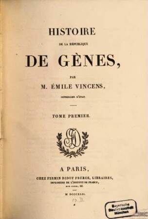 Histoire de la Republique de Gènes, 1